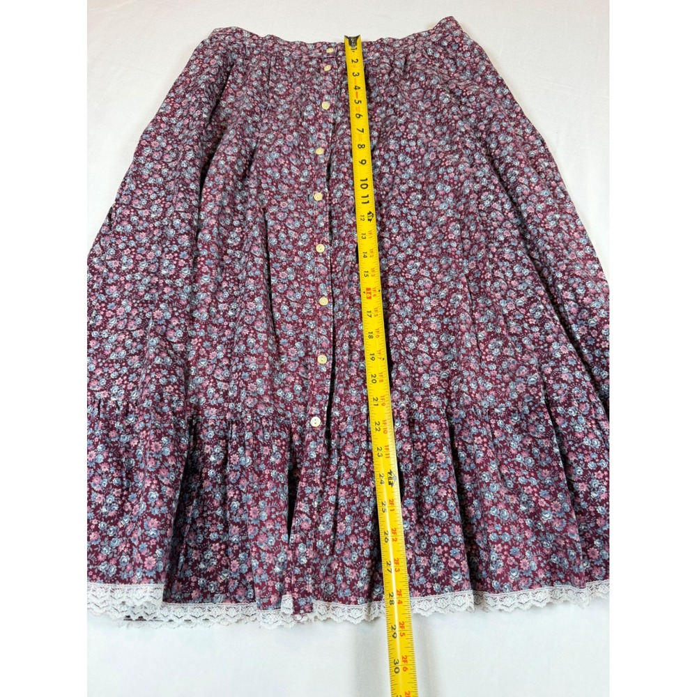 Vintage Gunne Sax Floral Lace Tiered Button Midi Skirt Sz S Cottagecore Prairie - Picture 3 of 10
